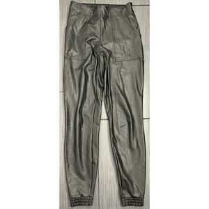 Spanx Women’s Faux Leather Joggers Size Small Black Pockets